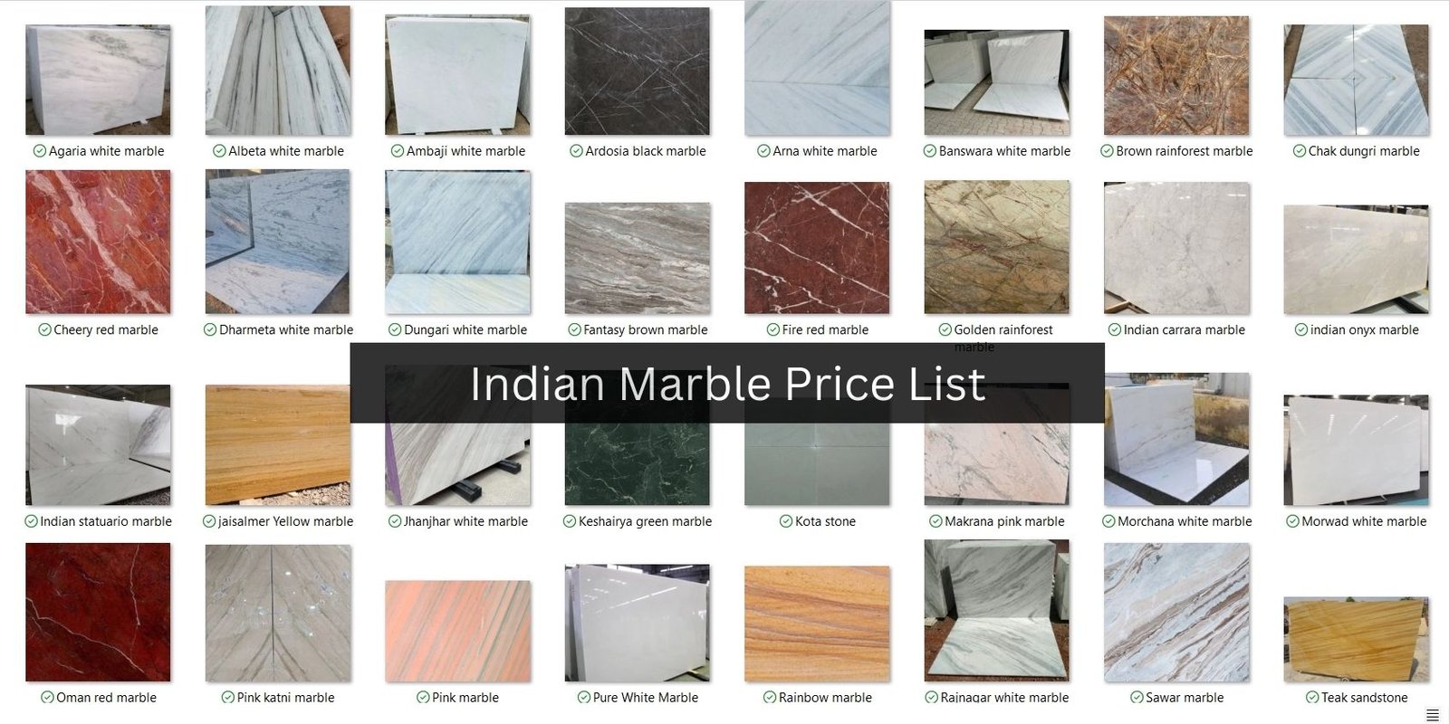 Indian Marble Price List