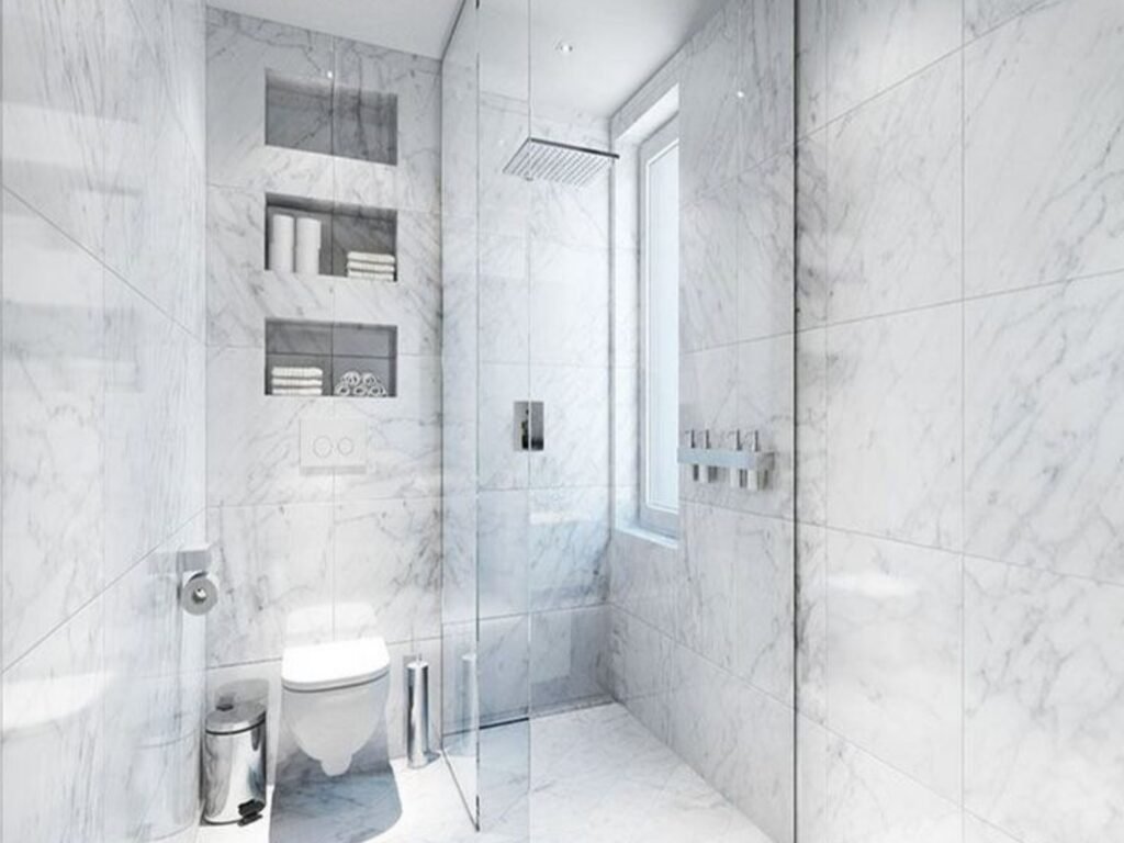 white marble tiles