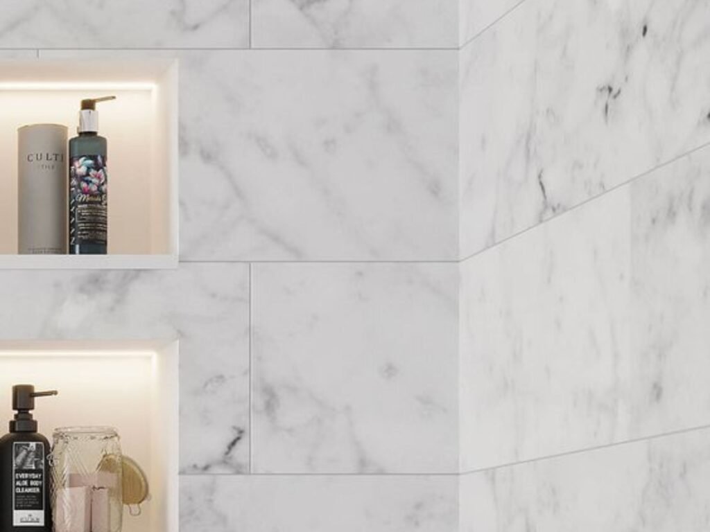 white marble tiles